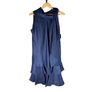 Signature by Robbie Bee Sleeveless Tiered Shift Casual Dress Size US 10 Navy